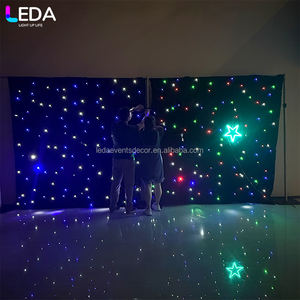 लेडा अनुकूलित आरजीबीडब्ल्यू रंग की अगुवाई वाली स्टाररी पर्दे शादी के चरण की सजावट के लिए हल्के आकाश काले कपड़े बैकड्रॉप - Product Image 1