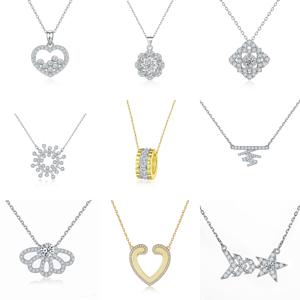 Wholesale Luxury Romantic <b>Solid</b> 925 Sterling <b>Silver</b> Zircon Sunflow Women's Charm Pendant <b>Necklace</b> Colored Birthstone Gold Plated - Product Image 1