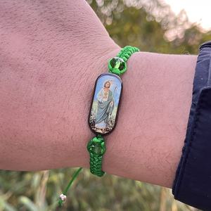 Cristal religieux fait à la main comme cadeaux et prières Saint Judas et vierge <span class=keywords><strong>Maria</strong></span> lecture vieux hommes jésus Bracelets en bois tissés à la main - Product Image 6