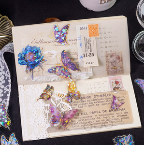 DAMAI Wholesale Dream Dance Sticker Pack Sky Mirror Vintage Butterfly PET 3D Laser Gold Stickers for Journal DIY <b>Scrapbooking</b> - Product Image 4