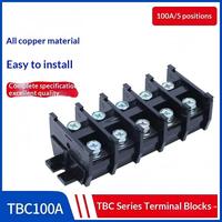 Bloc de bornes modulaire sur rail DIN TBC-100A, connecteur de distribution d'énergie 100A en alliage de cuivre, haute/basse tension, fabriqué en Chine