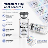 Maßgefertigte Transparente Vinyl-Etiketten Wasserfeste Holographische Klare Aufkleber für Fläschchen-Verpackungen OEM ODM Geringe Mindestbestellmenge