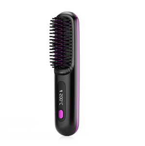 2024 LCD USB chargeant le lisseur à cheveux plat électrique chauffant en céramique avec peigne sans fil brosses à cheveux électriques portables - Product Image 1