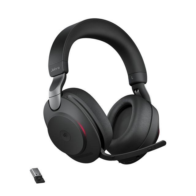 Evolve2 85 Over-ear Stereo Wireless Headset Black MS Teams Certified Digital Hybrid ANC 10 Mics Busylight Office Headphone