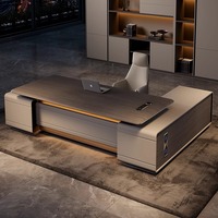 Scrivania Direzionale a L per CEO, Lussuosa e Moderna, in Legno, con Opzione di Montaggio, Design Minimalista, Tavolo da Ufficio