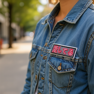 Patch ILAN 2,2x7 cm con testo ricamato 'Love' da applicare a caldo per decorazioni di abbigliamento - Product Image 3