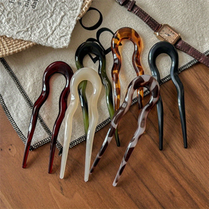 Pince à <span class=keywords><strong>cheveux</strong></span> en acrylique en forme de U de 13 cm, surdimensionnée, pour chignon ondulé, pour coiffures relevées, pour filles et femmes - Product Image 2