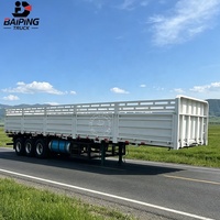 BAIPING Semi-remorque à ridelles en acier à 3 essieux, personnalisée directement en usine, charge utile maximale 40 T, suspension pneumatique, train de roulement robuste, basse hauteur au sol