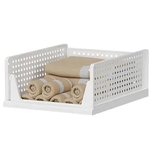 Aufbewahrung skorb Behälter Regal Box für Schrank Kleider schrank Organizer Faltbare Kleidung Schublade Aufbewahrung behälter Stapelbar Kunststoff Weiß