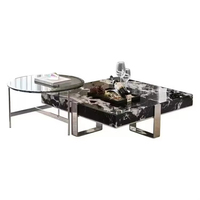 Ensemble de tables basses en marbre de luxe, design moderne haut de gamme, pour salon de villa, tables de café en pierre durables, meubles pour usage domestique