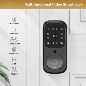 Cerradura Inteligente Estándar Estadounidense 2024, Aleación de Zinc, Huella Dactilar Biométrica, Código, Tarjeta, Compatible con Google Home y Alexa, Cámara de Seguridad, Cerrojo - Product Image 2