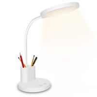 Lampe de bureau LED à col de cygne avec commande tactile, moderne, en ABS, 3 modes de couleur, intensité variable en continu, flexible à 360°, support pour stylo et téléphone