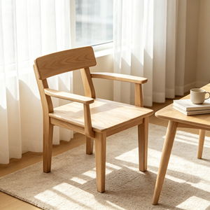 Chaise de salon scandinave en bois massif, chaise de loisirs moderne avec accoudoirs, mobilier écologique pour la maison - Product Image 1