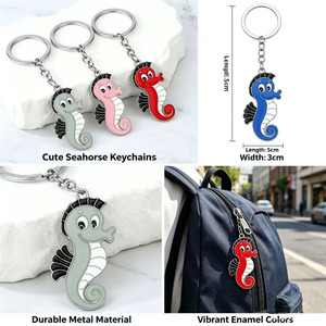 <b>Cute</b> Seahorse Keychains Metal Enamel Cartoon Design 5cm Length Souvenir Accessory custom enamel keychain - Product Image 1