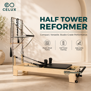 Reformer Pilates portable de haute qualité en forme de demi-trapeze avec lit en bois d'érable, rail complet et fonctions d'exercices corporels - Product Image 1