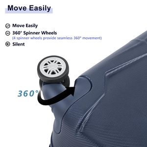Luggages Sets 4 Piece Sets <strong>Lightweight</strong> With Wheels ABS Durable <strong>Suitcase</strong> Double Wheels TSA Lock Luggage Travel Set - Dark Blue - Product Image 2