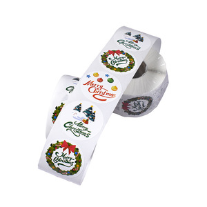 New Bán buôn giá rẻ tự dính vòng nhãn dán nhãn giáng sinh kinh doanh in màu nhãn với cán bóng - Product Image 3