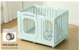 Recinto de Juego para Perros Combinado de HDPE y Acrílico, Cómodo, Dulce y Acogedor, para Interiores, Duradero, Seguro, Impermeable, Fácil de Limpiar, con Ruedas - Product Image 2