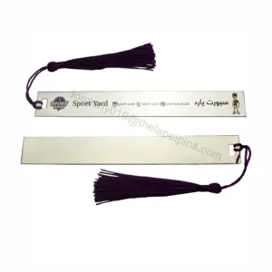 High quality custom engraved logo metal bookmark with tassel