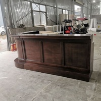 Comptoir de réception incurvé en bois massif de style européen, rétro et nostalgique, pour bar, café, restaurant, salon de thé, magasins de vêtements