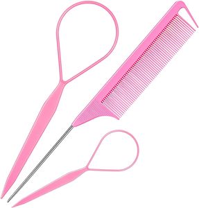 Juego de 5 piezas de cepillos para peinar, peine de cola de rata antiestático de plástico, cepillo para bordes, herramientas para trenzas francesas, juego de peines para el cabello - Product Image 4
