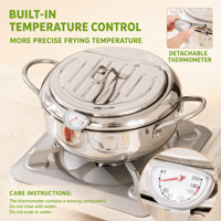 Friteuse en acier inoxydable 304 avec finition résistante à la corrosion et personnalisation OEM pour les distributeurs d'articles de cuisine