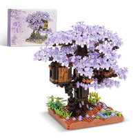 Cadeau : 2008 pièces de blocs de construction Mini Maison dans l'Arbre Sakura, modèle DIY de plante à fleurs de cerisier et de paysage urbain, jouet décoratif