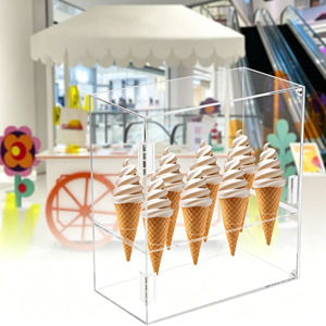 Moderno Exhibidor <span class=keywords><strong>de</strong></span> Helados <span class=keywords><strong>de</strong></span> Acrílico Transparente con 9 Compartimentos para Conos <span class=keywords><strong>de</strong></span> Waffle, con Puerta y Asa, para Tiendas <span class=keywords><strong>de</strong></span> Postres y Fiestas - Product Image 5