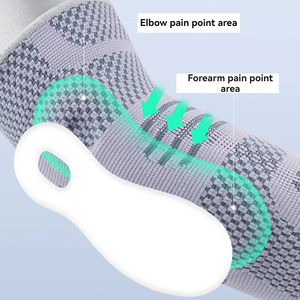 Al por mayor 1 unidad Coderas transpirables unisex de compresión de silicona para lesiones deportivas, soporte ajustable de punto 3D para tenis - Product Image 5