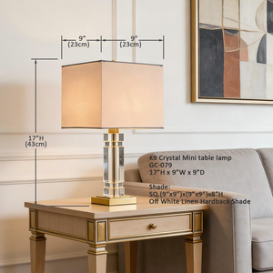 Роскошная настольная лампа с хрустальной колонной K9, золотистая металлическая основа, прикроватная лампа для спальни, гостиной, отеля, настольная лампа с тканевым абажуром - Product Image 2