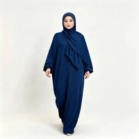 Abaya noire à capuche pour femme, manches chauve-souris, poignets smockés, tenue modeste, vêtement islamique musulman, longueur au sol, couvrante