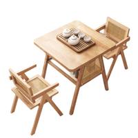 Ensemble table et chaises compactes en bois massif, table à manger miniature exquise en trois pièces pour balcon, espace de détente à domicile, détente confortable