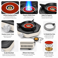 Réchaud de camping portable monobloc en acier inoxydable coupe-vent au butane, brûleur à gaz extérieur pour faire bouillir du thé, pique-nique et cuisine en camping