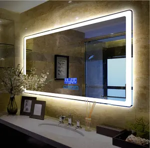 Modern Anti-fog Illuminated Smart LED Mirror Frameless Bathroom Lighting Silver Mirror with Blue-tooth for hotel home