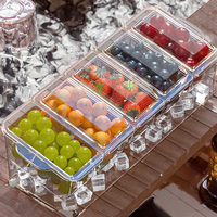Organisateur de condiments en plastique réfrigéré pour garnitures alimentaires, plateau de service élégant pour buffets