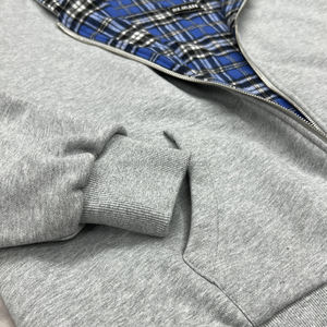 Streetwear Vintage Réversible Plaid Hoodie French Terry Double Couche Heavyweight 420 Gsm Hoodies pour Hommes Zip up Hoodie - Product Image 3