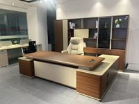 Bureau de direction moderne de luxe en bois avec armoire latérale et chaise en cuir, ensemble de mobilier de bureau