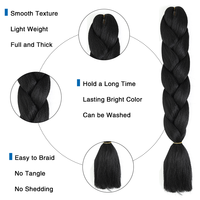 Extensions de cheveux synthétiques pré-étirées en fibre haute température ignifuge douce, tressées, Jumbo Single Weft, 24 pouces, 100g