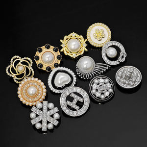 KUNSHUO Usine de boutons pour femmes vêtements pour dames vêtements manteau tige métal fleur bouton personnalisé perle strass pour dames vêtements - Product Image 5