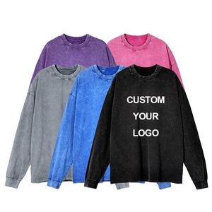 Sweat-shirt à col rond en pur coton pour homme, personnalisé, lavé au soleil, à capuche, surdimensionné, style rétro pour homme - Product Image 3