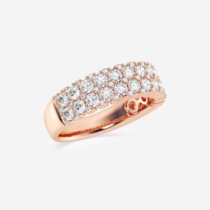แหวนเพชรทรงกลมเพาะเลี้ยงแบบสองแถว 1.50 กะรัต แหวนทองสำหรับผู้หญิง 14K 18K ดีไซน์ทันสมัย - Product Image 1