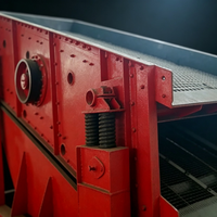 Fabrication métallique sur mesure : Crible vibrant à double étage rouge avec ressorts hélicoïdaux et maille de criblage pour usine minière et carrière