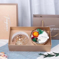 Grosir kaca kristal aroma bulat mewah stoples dekoratif wadah tutup kaca Set hadiah rumah lilin beraroma