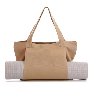 Customized logo yoga <b>accessories</b> gym cotton pad bag <b>beach</b> shoulder canvas yoga tote bag with shopping bag - Product Image 3