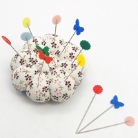 Épingles à coudre à tête plate en forme de boîte, 100 pièces, avec nœud papillon et fleur, épingles colorées, épingles à courtepointe pour le bricolage