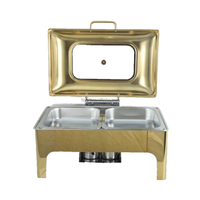Ensemble de service de buffet de luxe 9L en acier inoxydable doré pour traiteur, mariage, hôtels, chauffe-plats et maintien au chaud des aliments