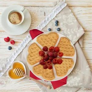 Great Mothers Day Gift Eco Friendly 5 Heart Shape Waffle Maker Black With Non-Stick Plate 1000W