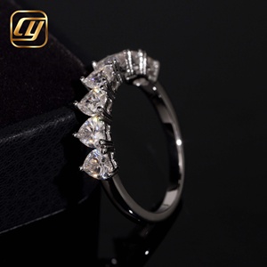 Wholesale Heart Shape Full Eternity <b>Ring</b> Lab Grow Diamond <b>Stack</b> Heart <b>Ring</b> S925 <b>Silver</b> Platinum Plated Wedding Jewelry For Lady - Product Image 3