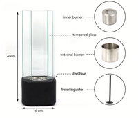 Décoration de table extérieure Lampe de cheminée portable en acier inoxydable Barre créative Chauffage intérieur Poêle Lumières Verre Rock Alcool