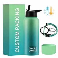 Bouteille d'eau isotherme à large ouverture en acier inoxydable 304, couvercles remplaçables, anti-fuite, pour camping, gym, sport, logo personnalisé